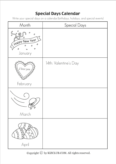 Special Days Calendar